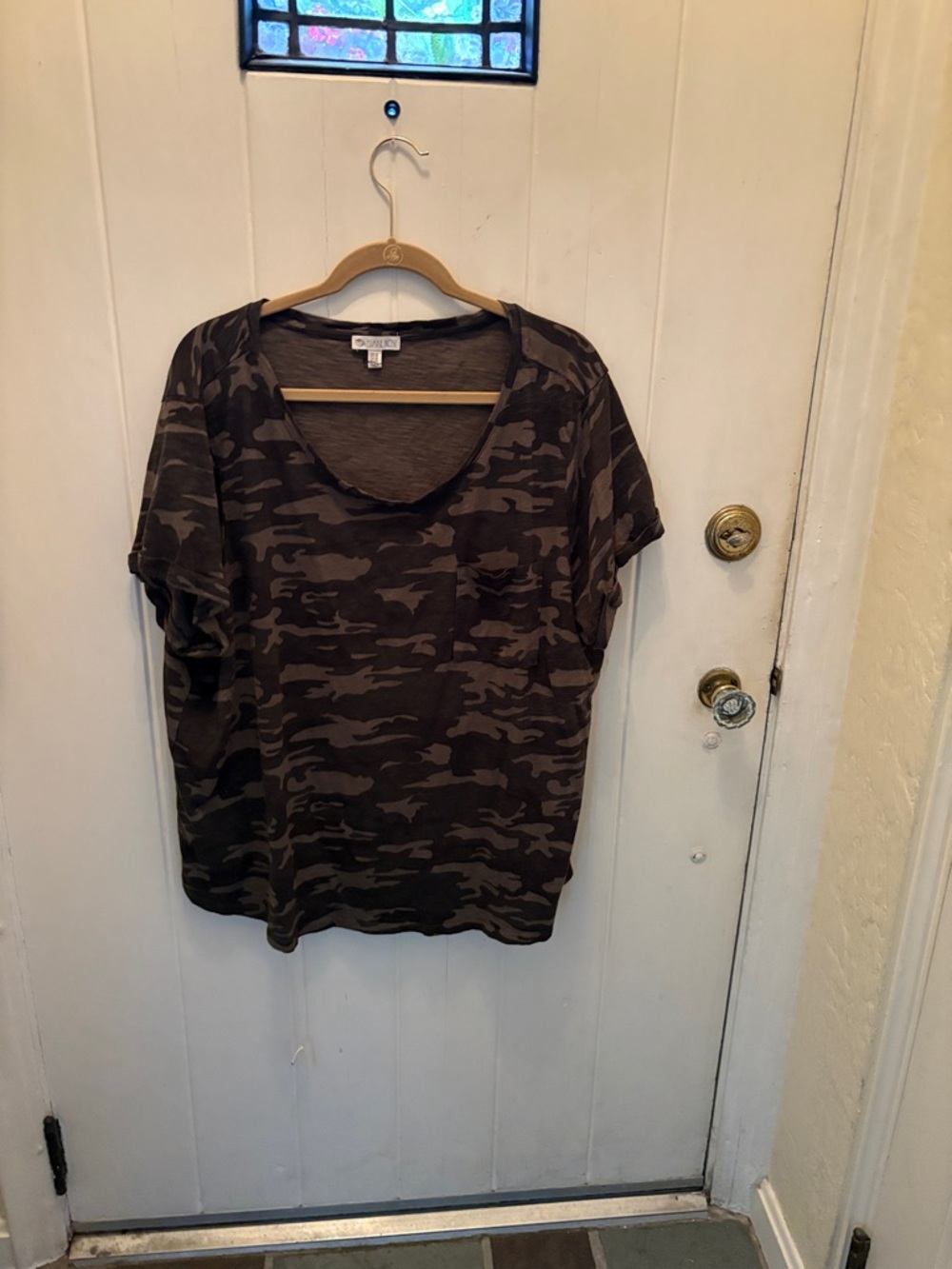 Eliane Rose Olive Camo Short Sleeve Pocket Tee